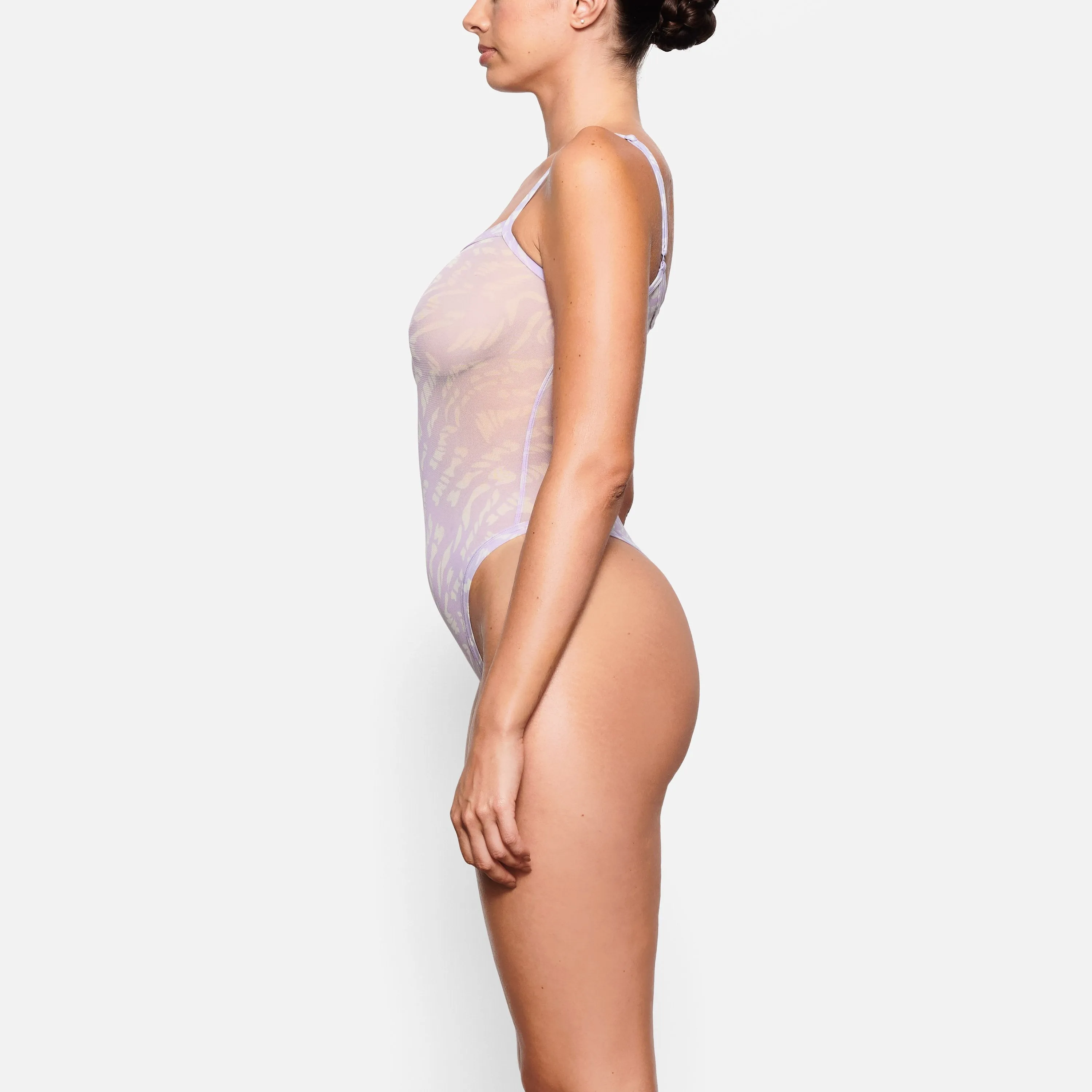 SUMMER MESH STRAPPY BODYSUIT | LILAC SWIRL