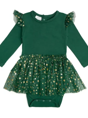 SWE Emerald Shimmer Long Sleeve Tutu Bodysuit
