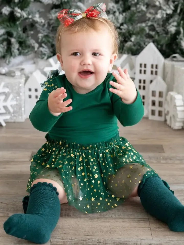 SWE Emerald Shimmer Long Sleeve Tutu Bodysuit