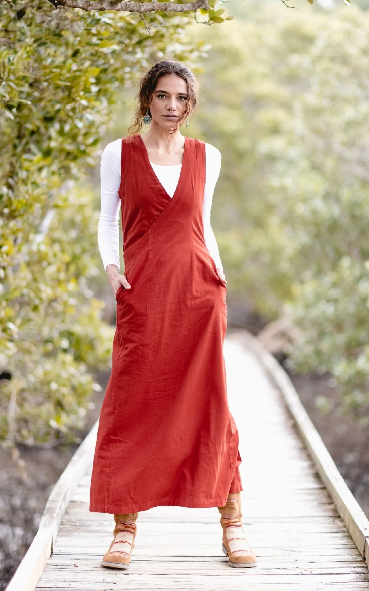 Tibetan Wrap Dress - Rust