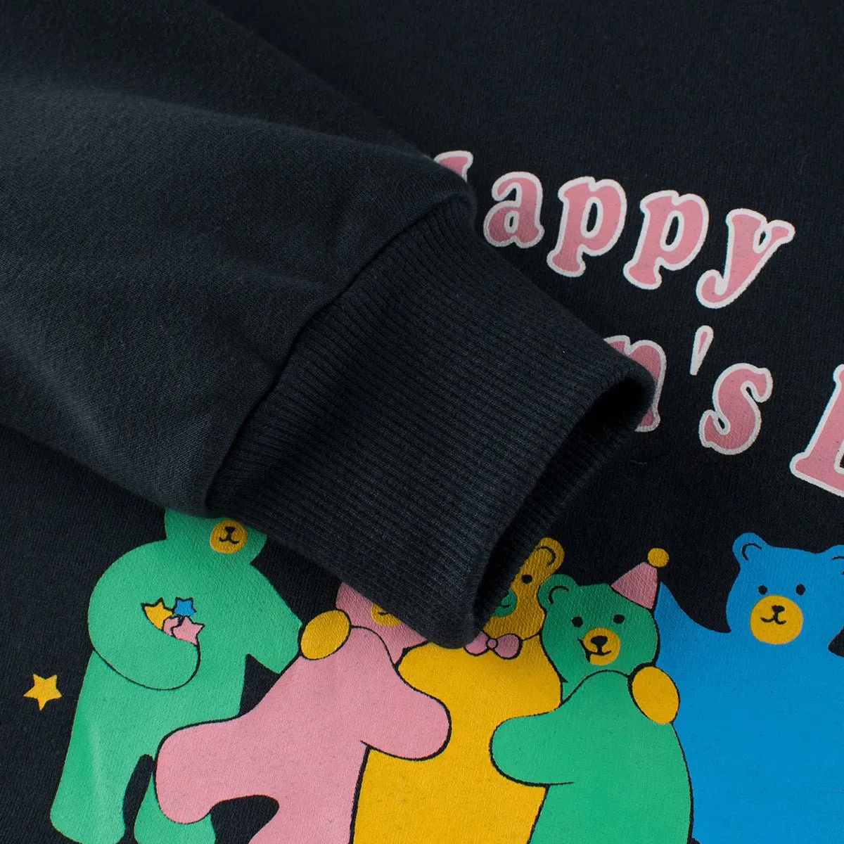 Toddler/Kid Girl's Black Sweatshirt with Bear Print Design