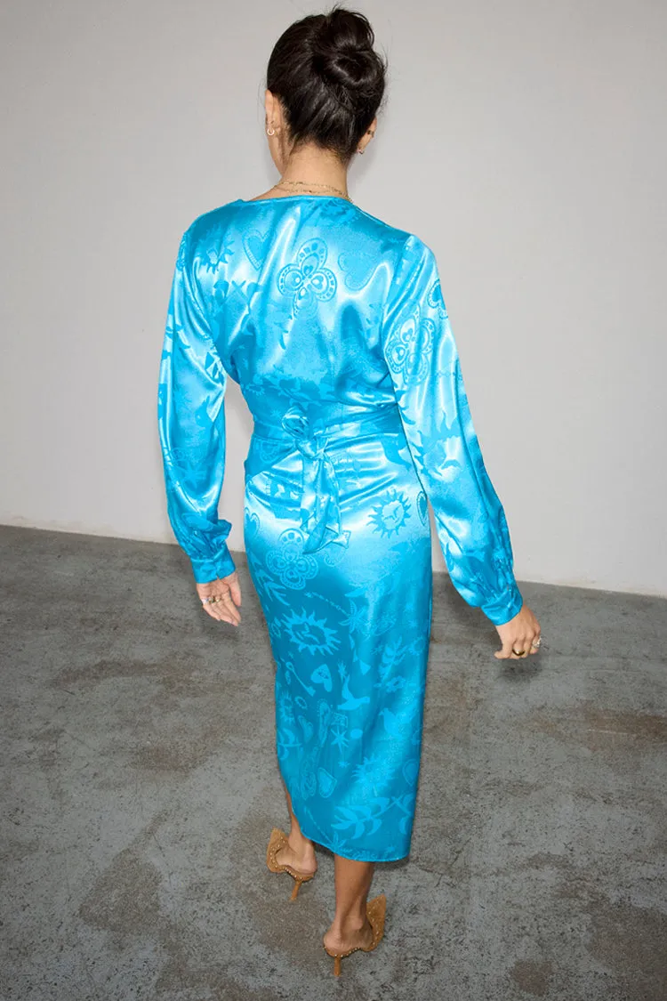 Turquoise Sundazed Summer Vienna Wrap Dress