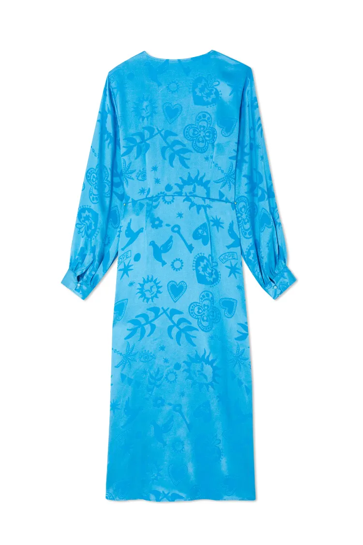 Turquoise Sundazed Summer Vienna Wrap Dress