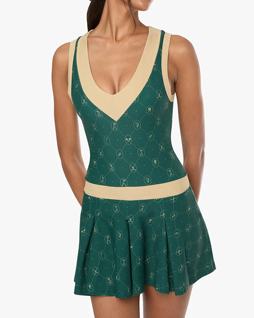 V-neck Pleated Dress