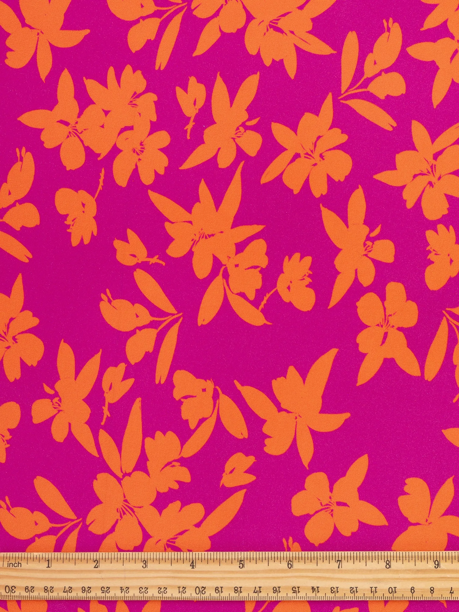 Vibrant Floral Print Viscose - Magenta   Orange