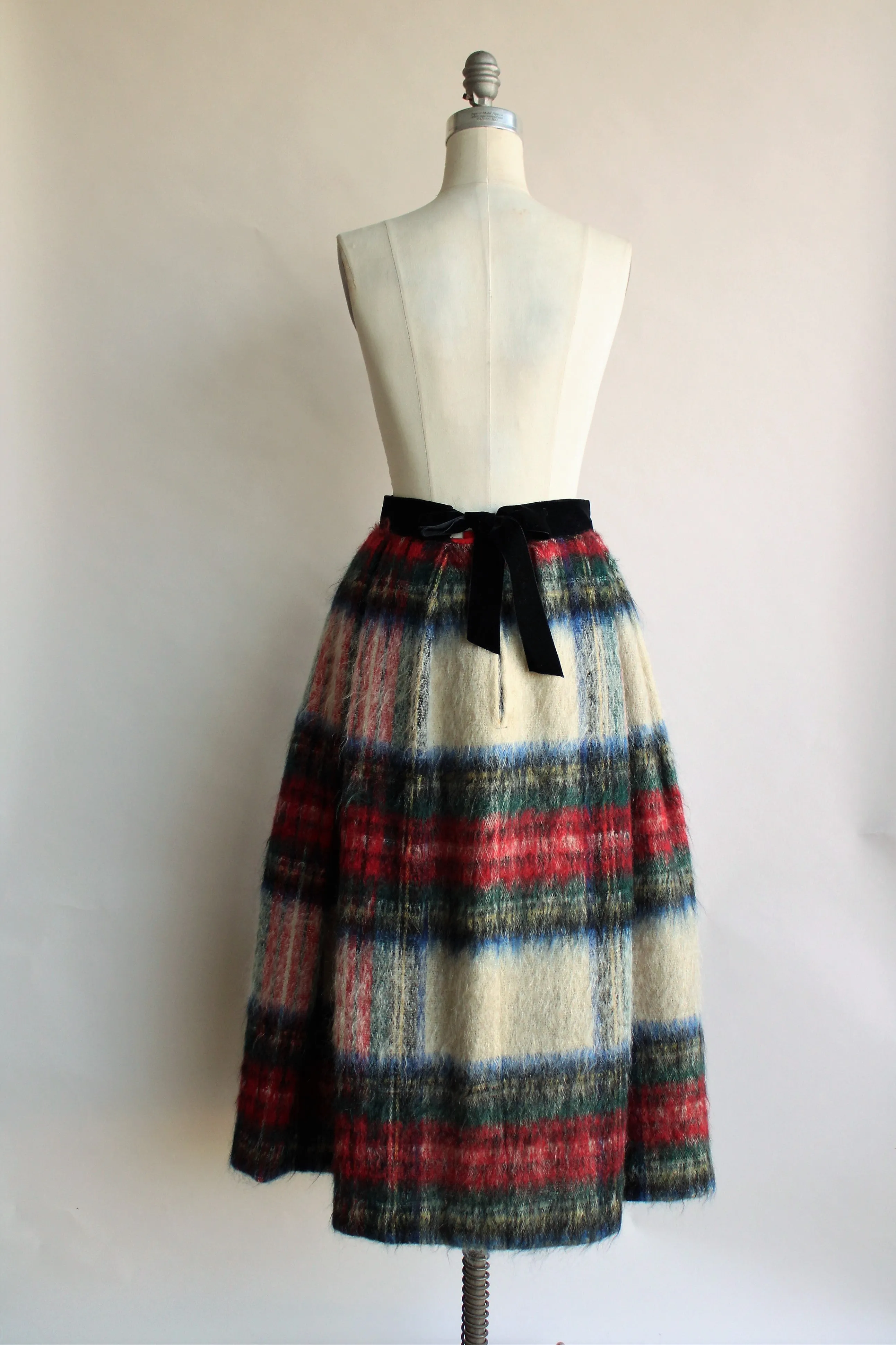 Vintage 1960s Plaid Mohair Skirt
