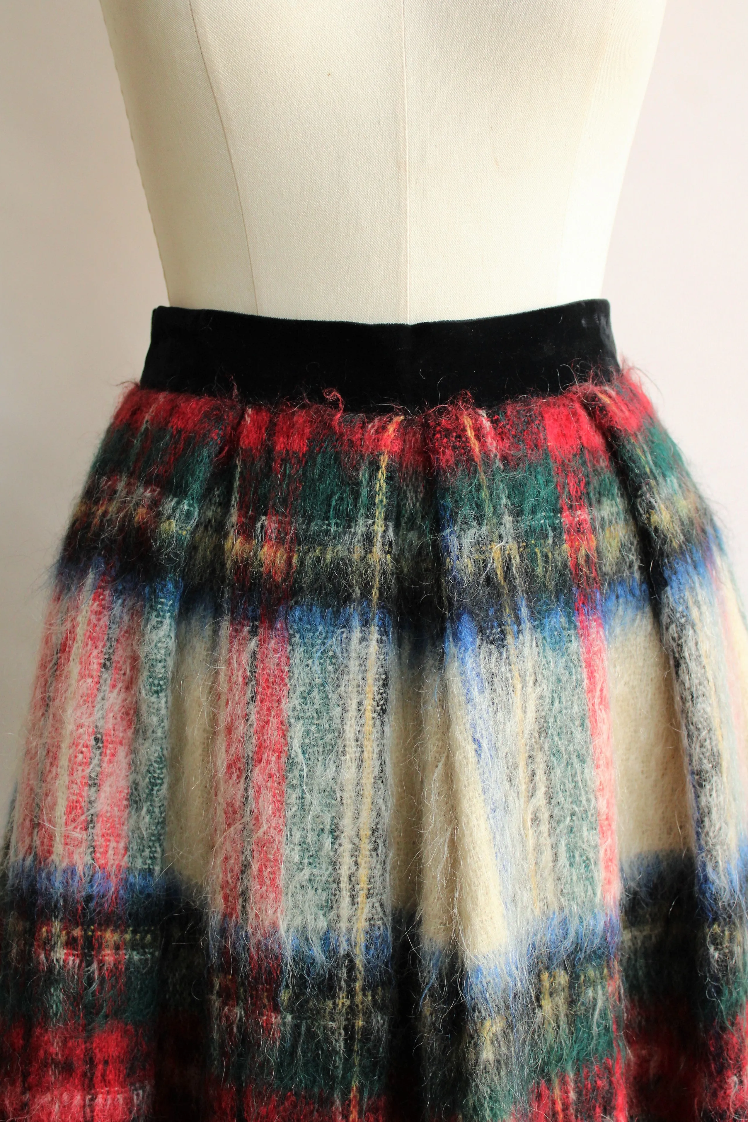 Vintage 1960s Plaid Mohair Skirt