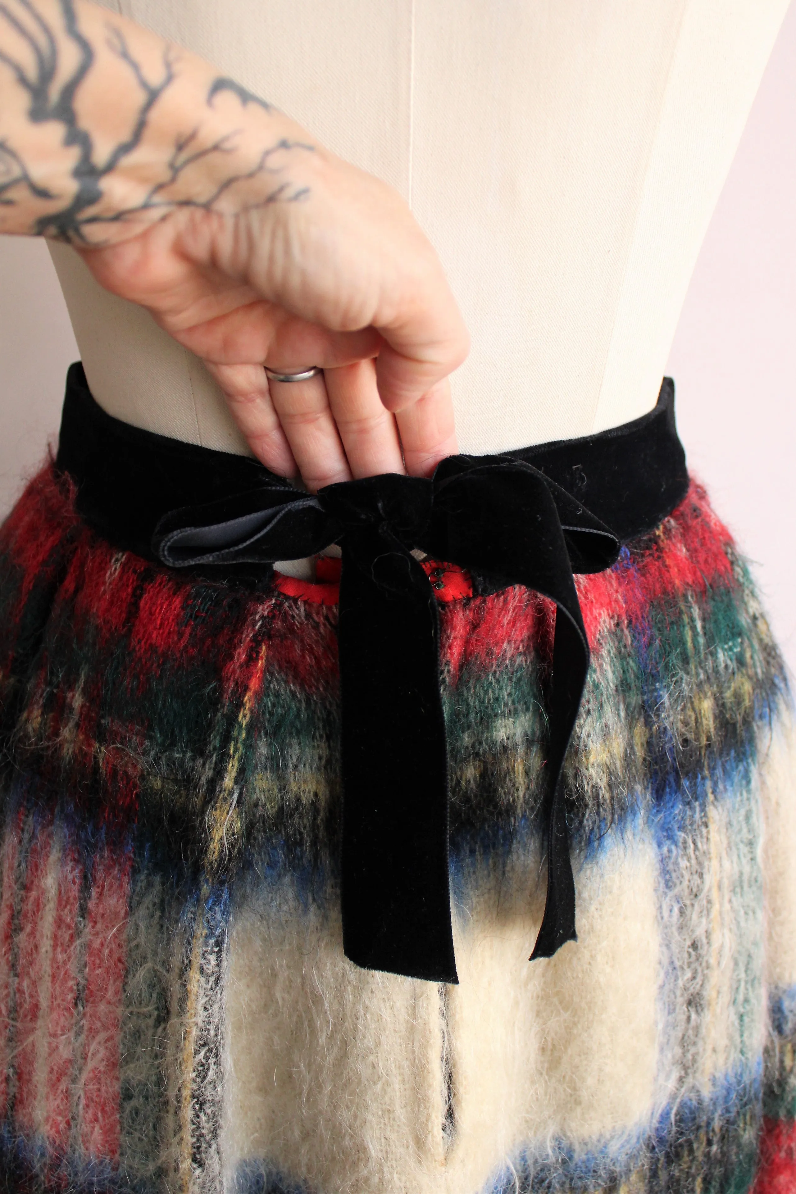 Vintage 1960s Plaid Mohair Skirt