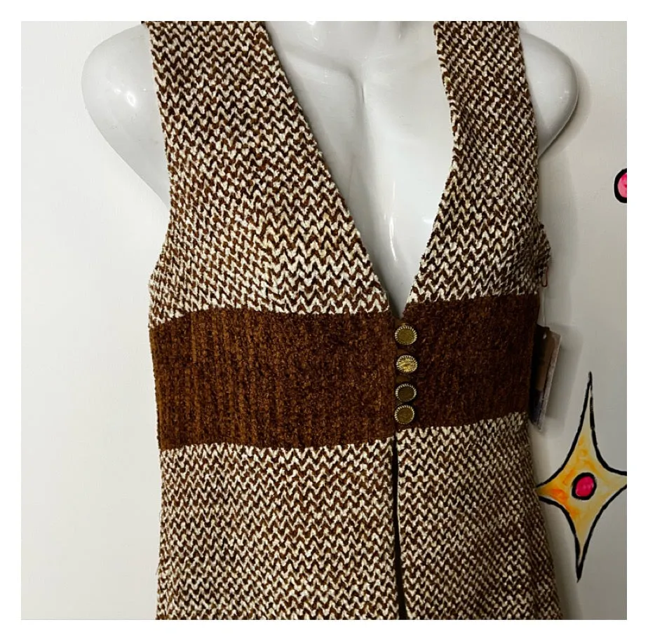 Vintage 60s 70s | Groovy MOD Waistcoat Bohemian Vest Top | Size Small