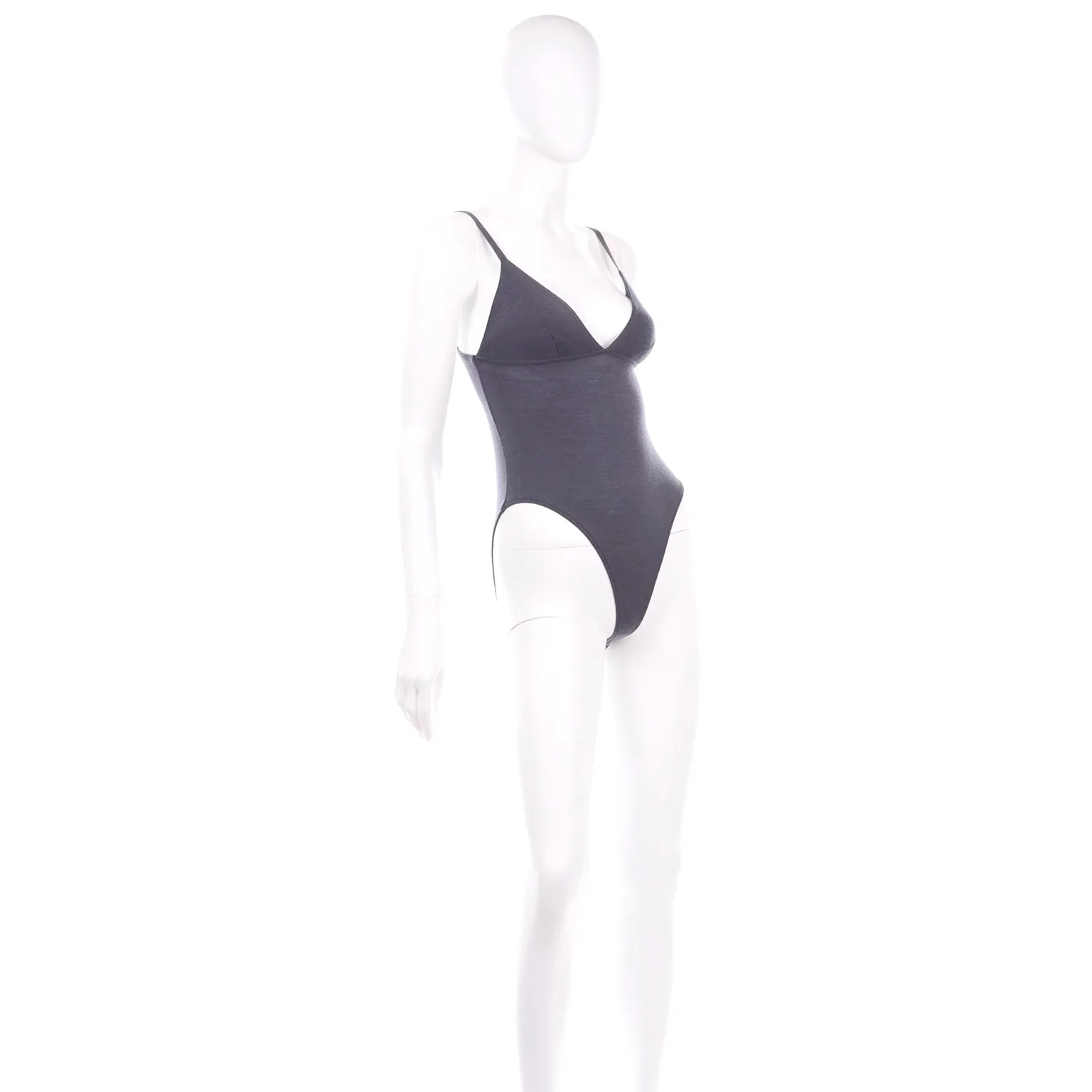 Vintage Charcoal Grey Salvatore Ferragamo Tank Style Wool Bodysuit