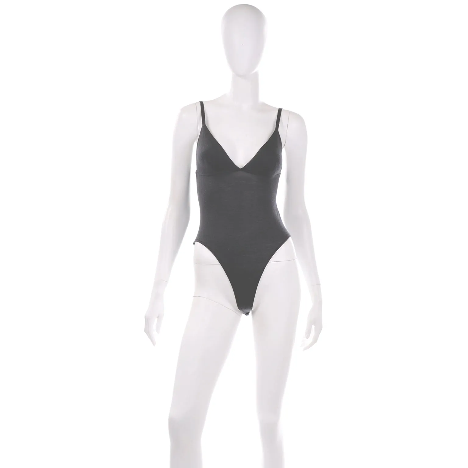 Vintage Charcoal Grey Salvatore Ferragamo Tank Style Wool Bodysuit
