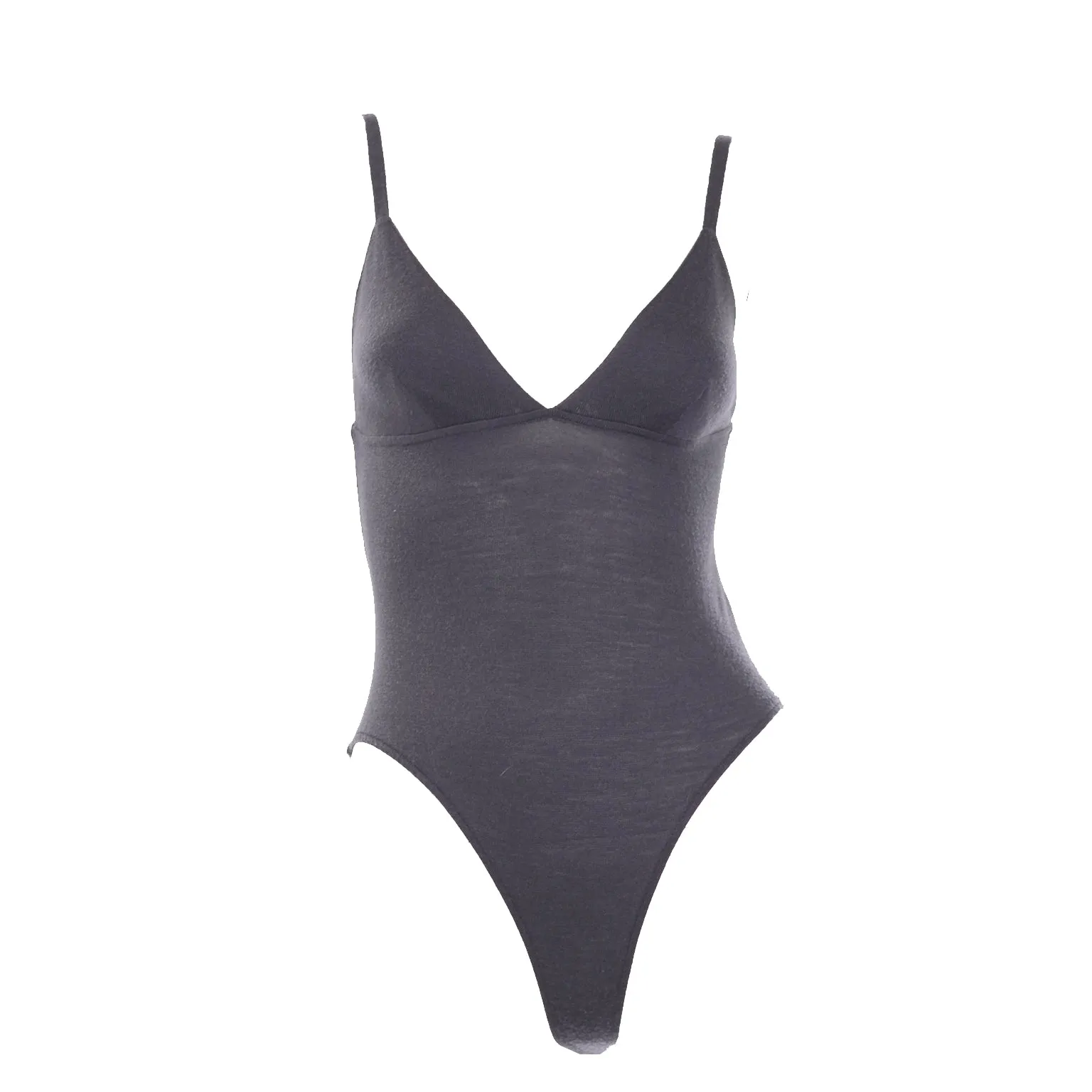 Vintage Charcoal Grey Salvatore Ferragamo Tank Style Wool Bodysuit