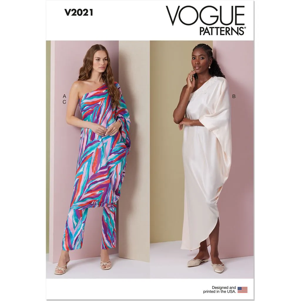 Vogue Pattern V2021 Misses' One Shoulder Dress and Pants