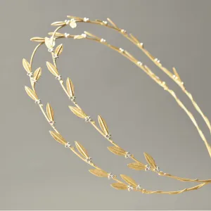Wedding Crowns (Stefana) -  Gold Grecian Olive Leaf - Silver Detail