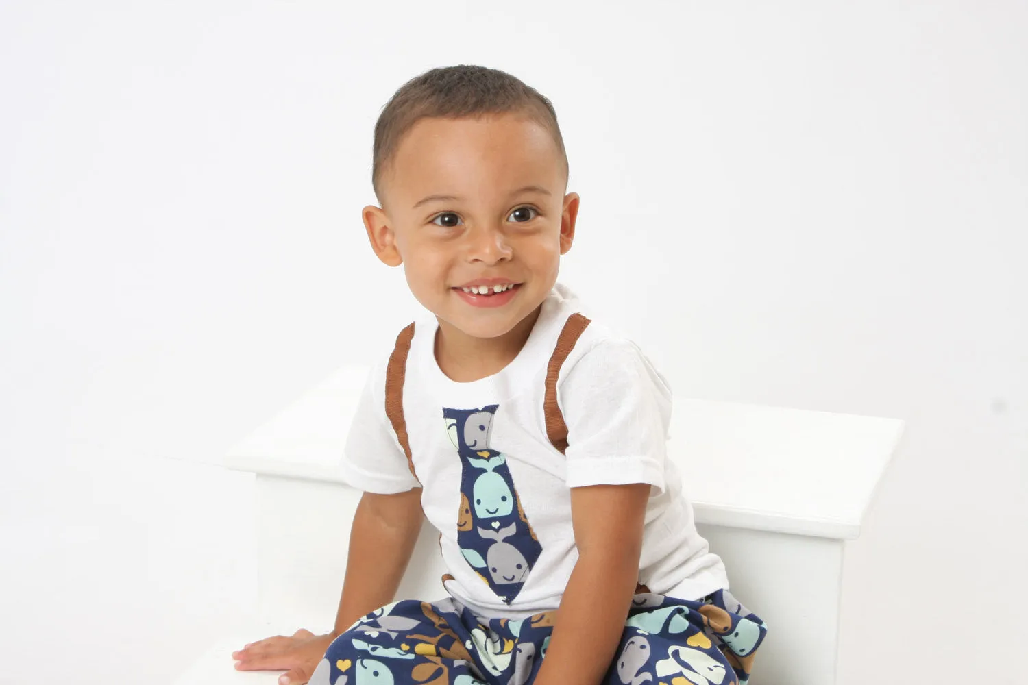Whale cake smash, whale birthday outfit, Tie and suspenders bodysuit/shirt, boy summer outfit, whale outfit, ocean outfit, brown with whales