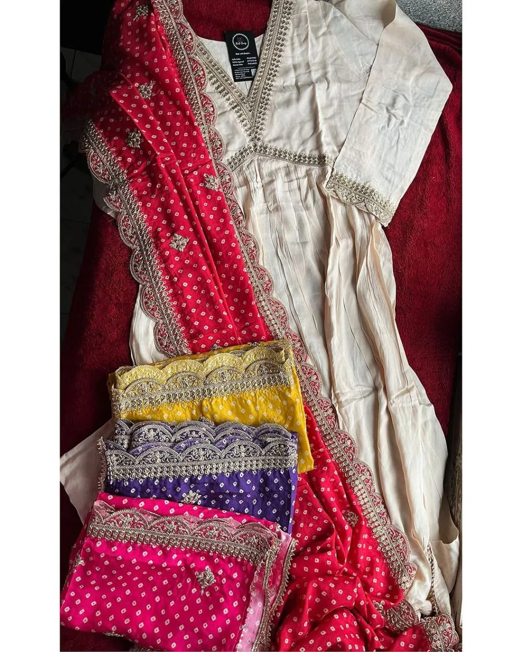 White Alia Cut Suit Set - Party Wear Dress with Gorgeous Dupatta & Pants