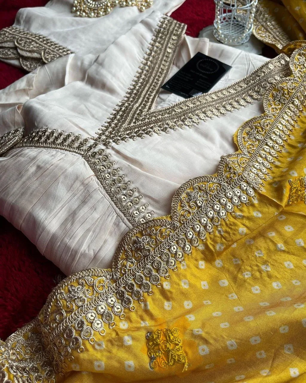 White Alia Cut Suit Set - Party Wear Dress with Gorgeous Dupatta & Pants