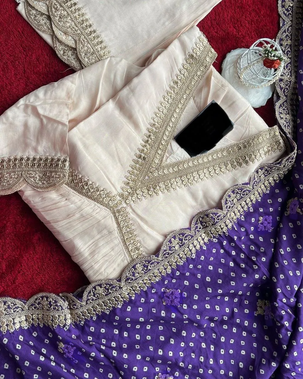 White Alia Cut Suit Set - Party Wear Dress with Gorgeous Dupatta & Pants