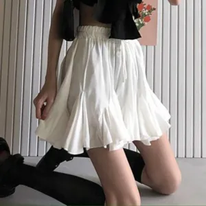 White Pleated Stylish Frill Mini Skirt