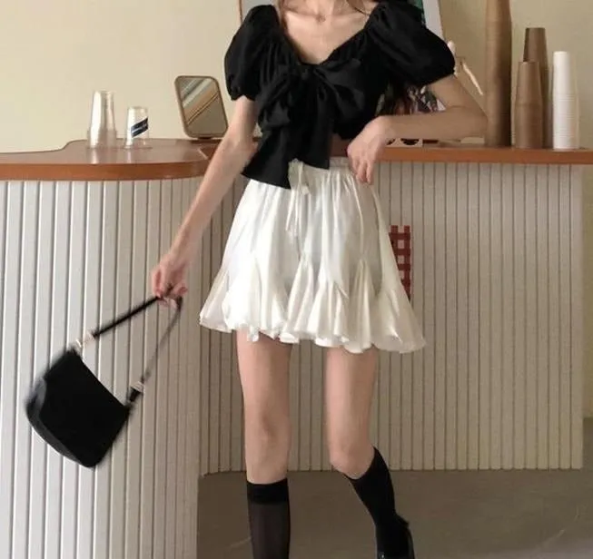 White Pleated Stylish Frill Mini Skirt