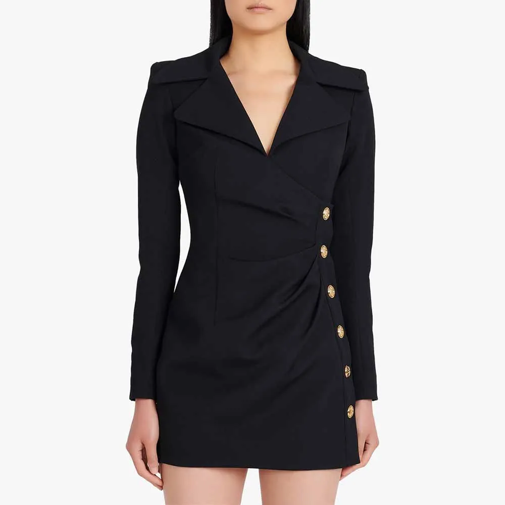 Women Long Sleeve Wrap Mini Dresses