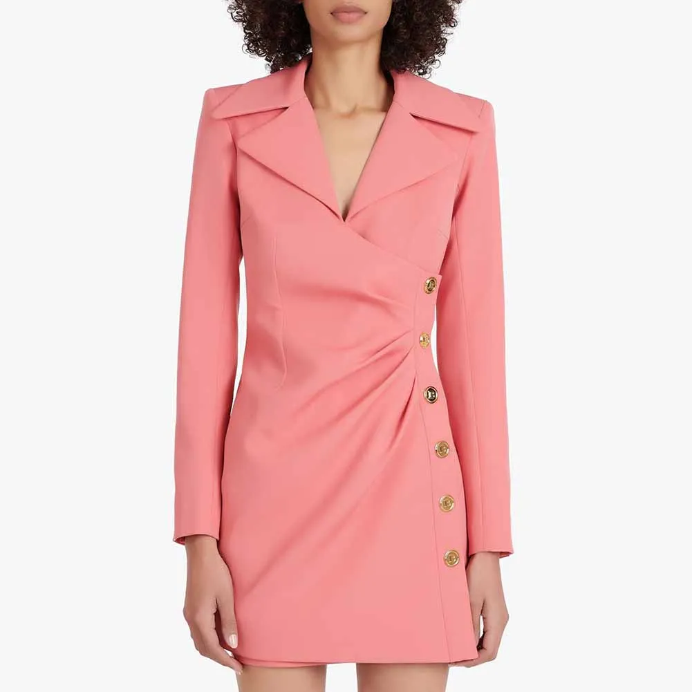Women Long Sleeve Wrap Mini Dresses
