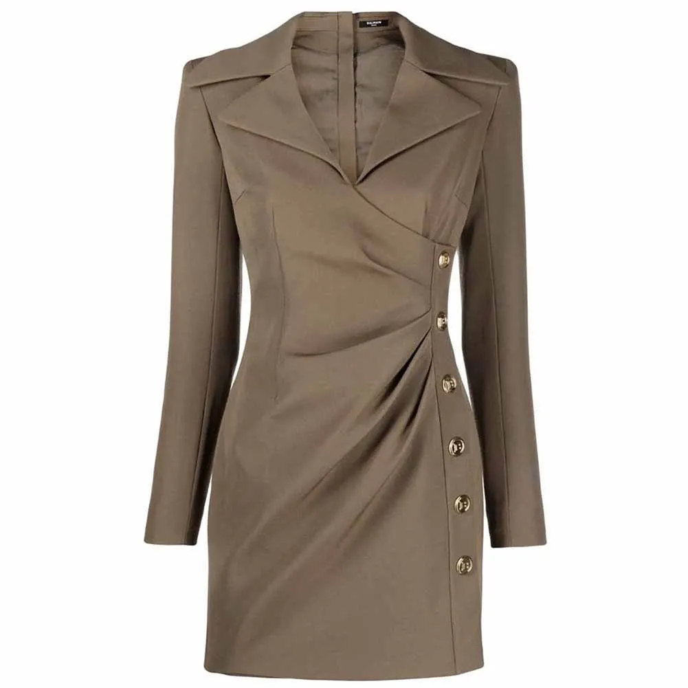 Women Long Sleeve Wrap Mini Dresses
