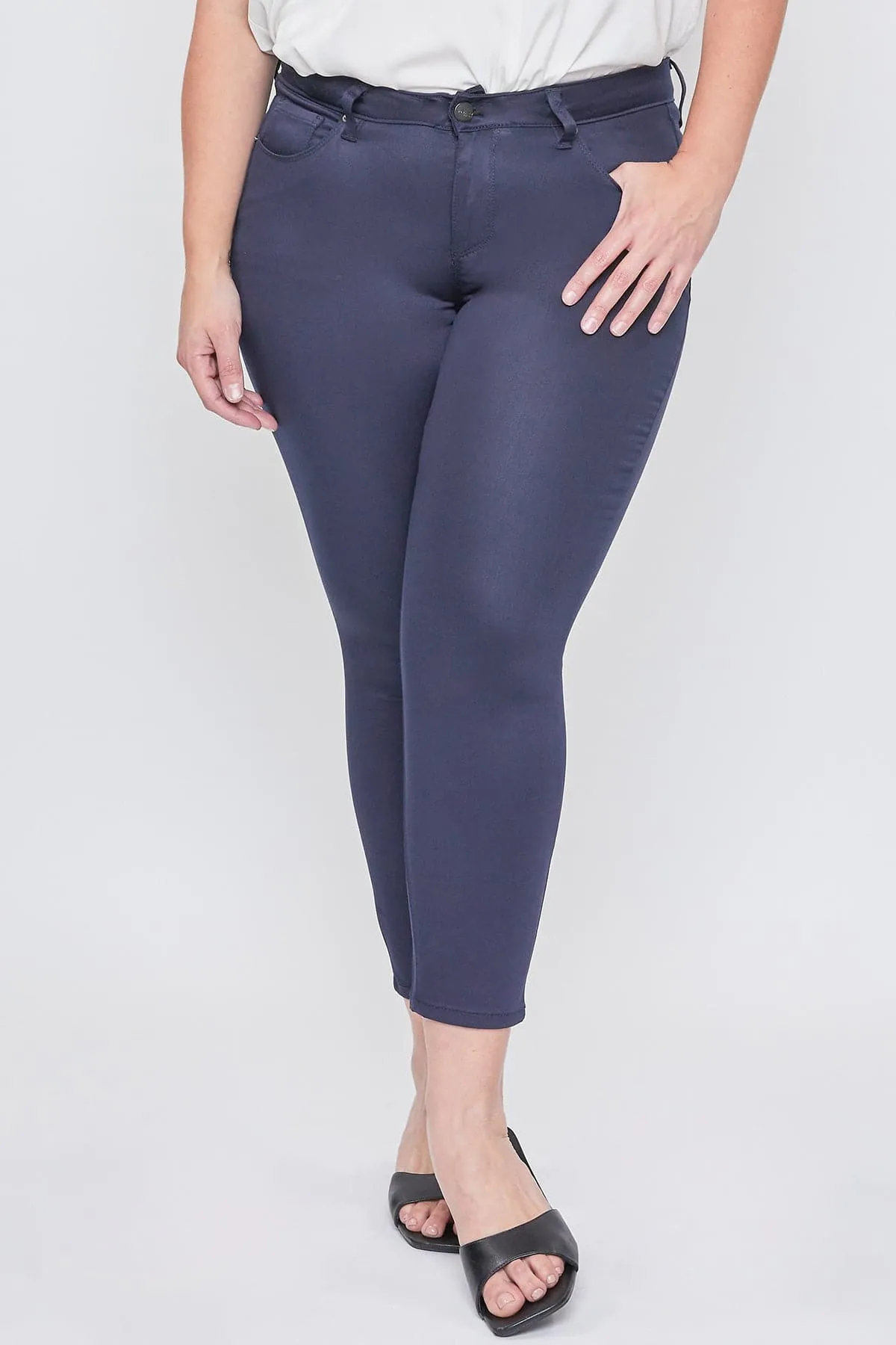 Women's Plus Size Mid Rise Hyperstretch Ankle Pants, Navy