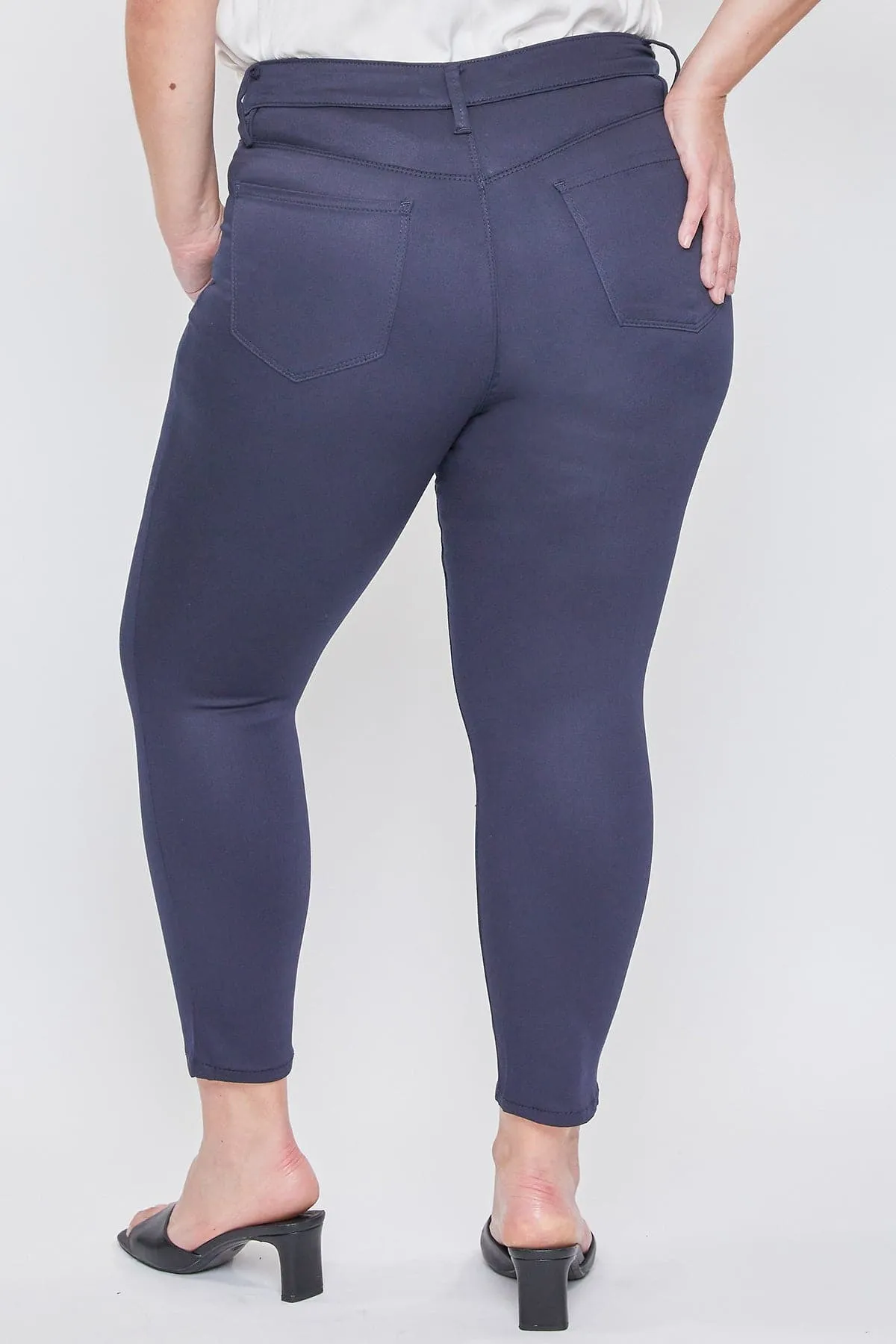 Women's Plus Size Mid Rise Hyperstretch Ankle Pants, Navy