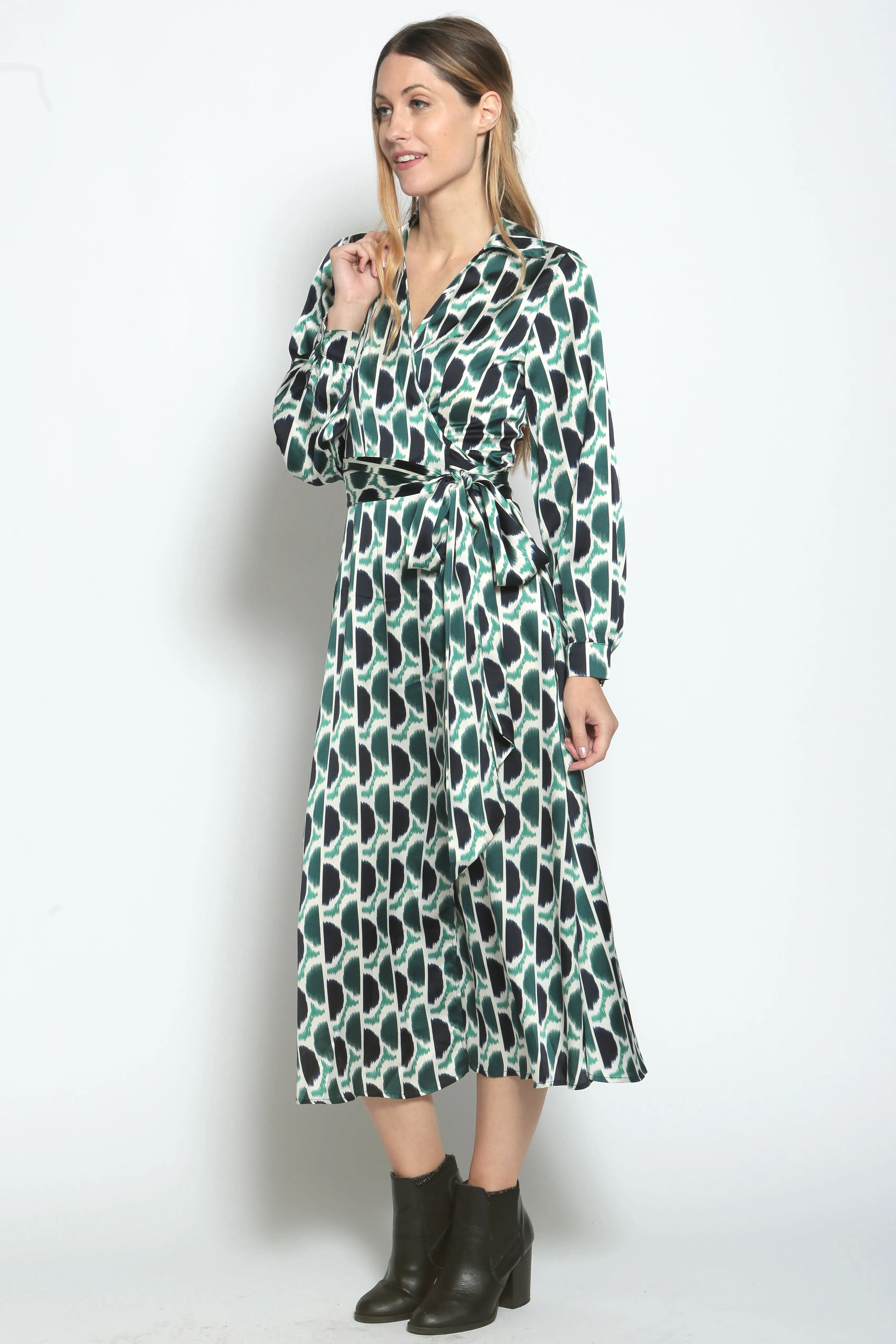 Wrap Shirt Midi Dress
