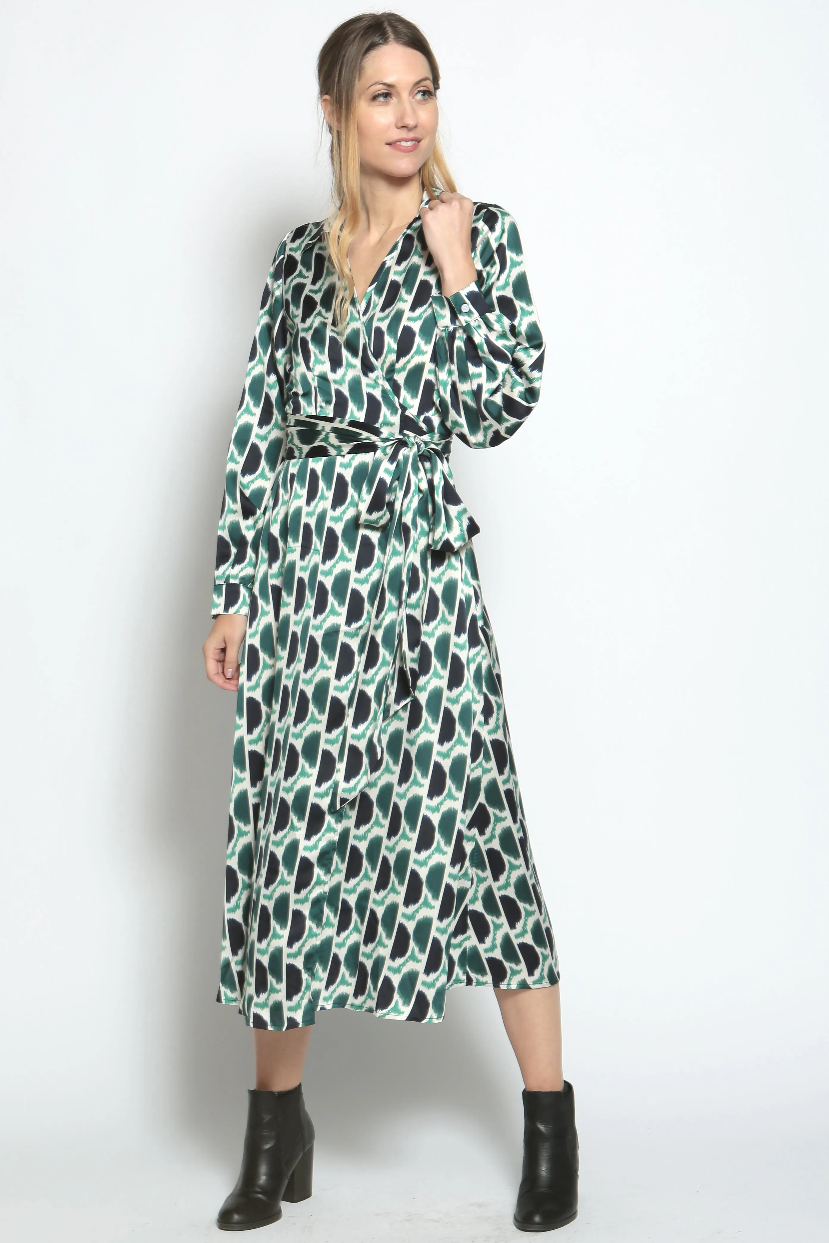 Wrap Shirt Midi Dress